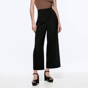 Zara Woman High Waisted Wide Leg Black Culotte Pants Size Medium